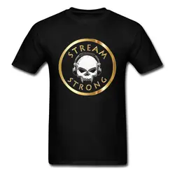 Stream Strong DJ Rock Skull Tee Мужские топы футболки Новое поступление влюбленных День Круглый вырез 100% хлопок топы Футболка крутая футболка