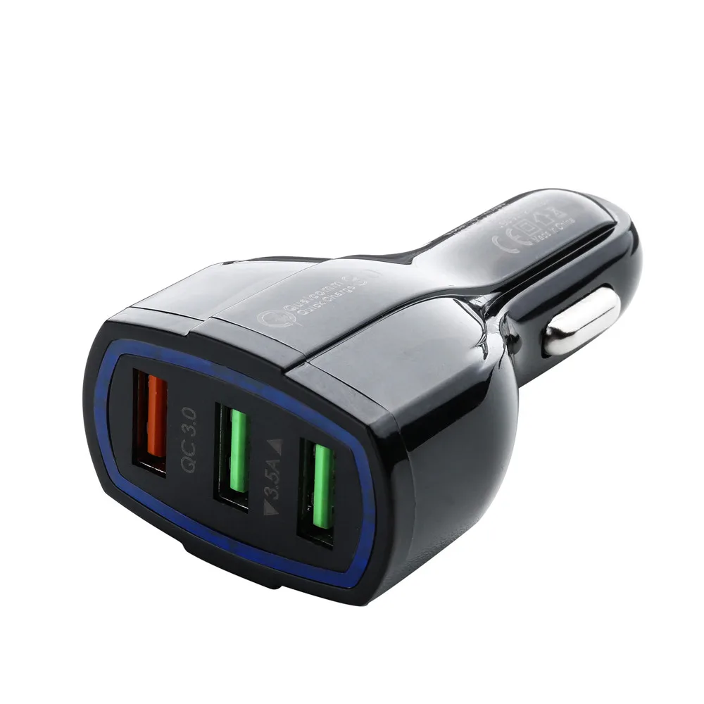 Usb Автомобильное зарядное устройство quick charge 3,0 с кабелем Зарядное устройство для телефона в автомобиле зарядное устройство 3 порта USB QC Быстрая Зарядка адаптер для samsung z70