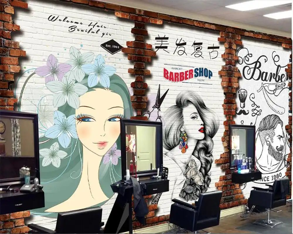 Beibehang Custom Personality Wall Paper Vintage Barber Shop Interior 3d Aesthetic Background Image 3d Wallpaper Hand Painted Wallpapers Aliexpress aliexpress