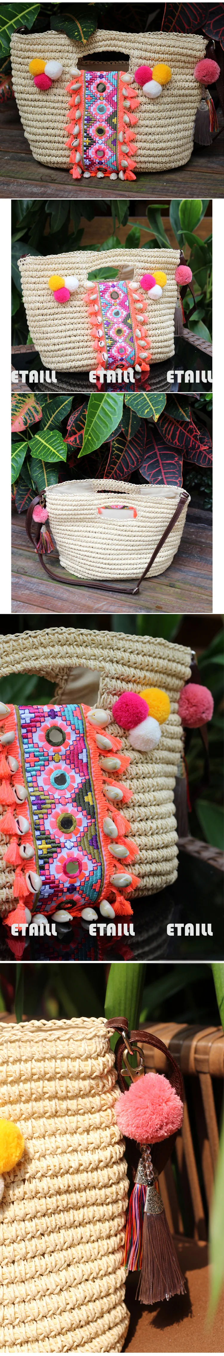 Bohemian women straw bag summer