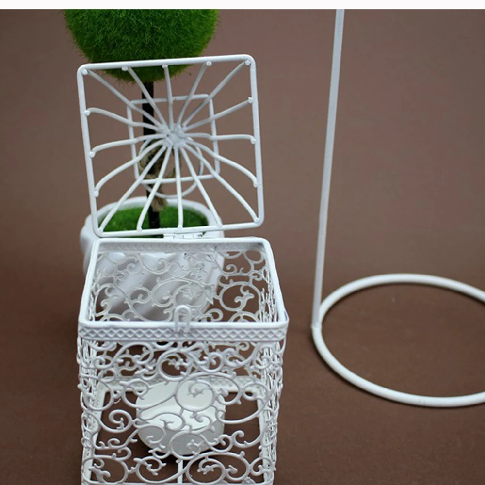 Железные украшения для дома полый Держатель Подсвечники Tealight подвесной фонарь клетка винтажное праздничное украшение