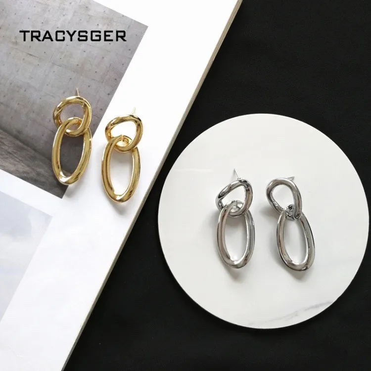 BA-ER84458/tracysger/металический текстура серьги в виде колец | Украшения и аксессуары