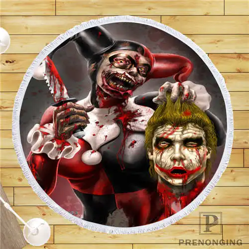 

Custom DIY Customized Microfiber Fabric Harley Quinn batman (1) Round Beach Blanket Towel Printed on Demand 150cm #19-01-28-3-45