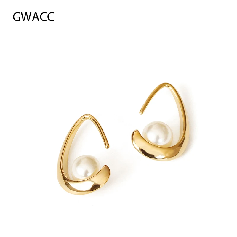 

GWACC Trendy Long Pearl Drop Earrings For Women Baroque Geometric Design Advanced Sense Simple Personality Fashion Jewelry boho