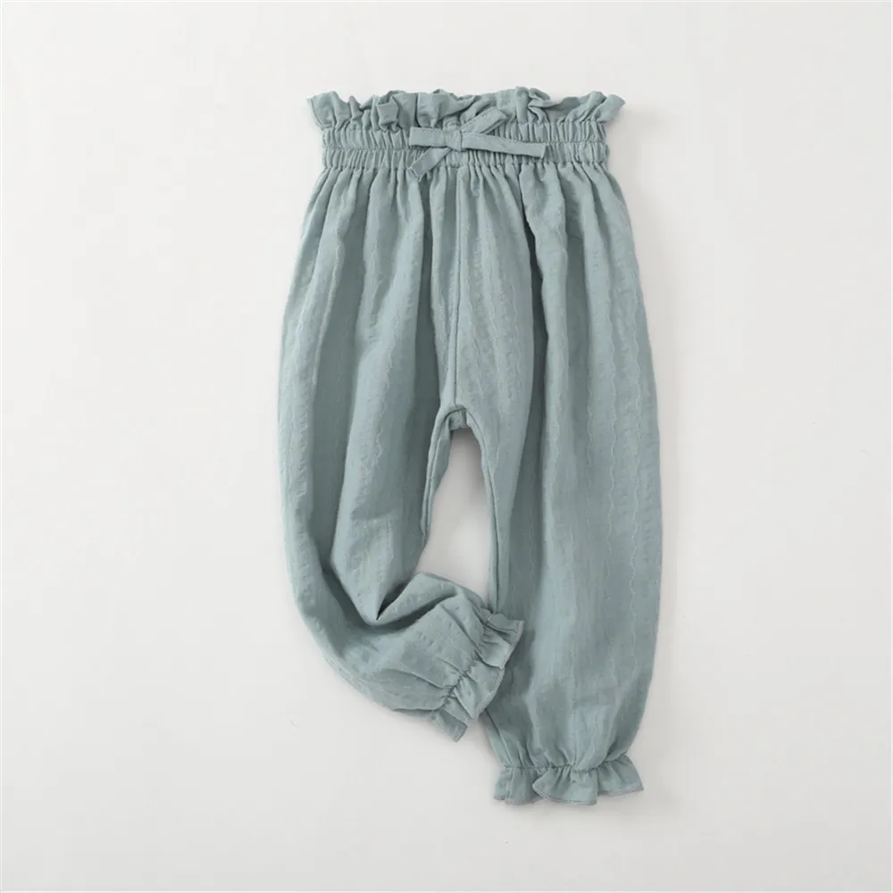 Дышащие летние однотонные шаровары для маленьких девочек повседневные штаны противомоскитные штаны брюки для младенцев