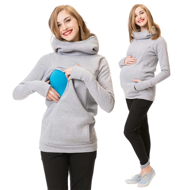 

Winter Warm Women Breastfeeding Sweatshirt Autumn Maternity Clothing Tops Nursing Hoodie Lactation Clothes For Pregnant Mothers