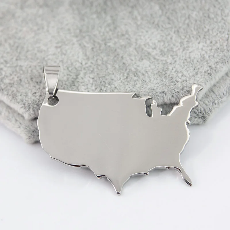 50pcs DIY jewelry necklace mirror polished USA America US map Pendant stainless steel Customize wholesale price pendants Fashion Jewelry
