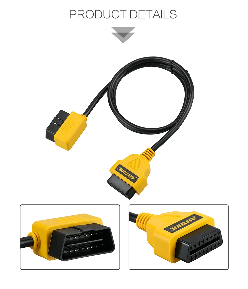 AUTOOL OBDII OBD2 Диагностический адаптер, инструмент 100 см, 16-контактный удлинитель для мужчин и женщин, адаптер, бортовой диагностический удлинитель, шнур