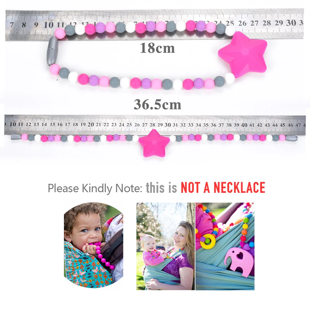 Silicone Teether Star Baby Pacifier Clips Safety Teething Baby Carrier Chain Silicone Beads Toys Not Necklace BPA Free 2