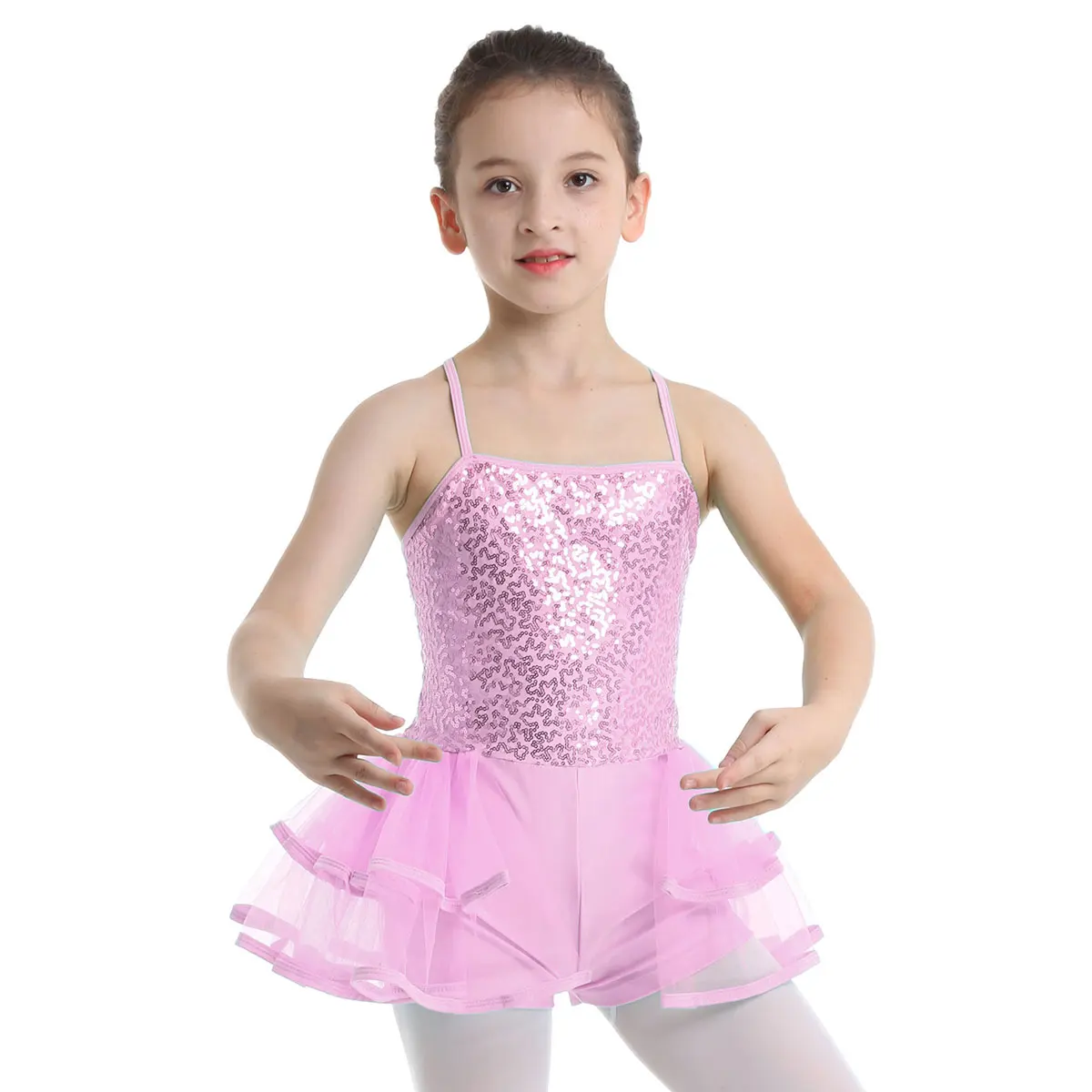 YiZYiF обувь для девочек балетные костюмы платья-пачки, трико для танцев спагетти лямки блестящие блёстки Многоуровневое сетки танцевальный