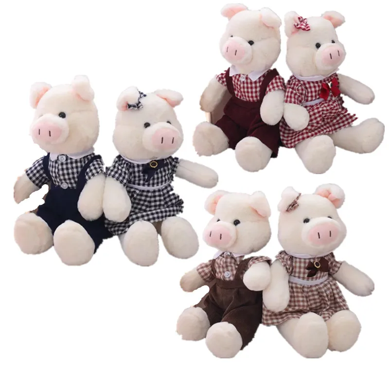 

1pc 30cm Lovely Couple Pigs Plush Toys Stuffed Soft Pig Toys with Clothes Lovers Animal Doll Valentine&Christmas Gift for Girls