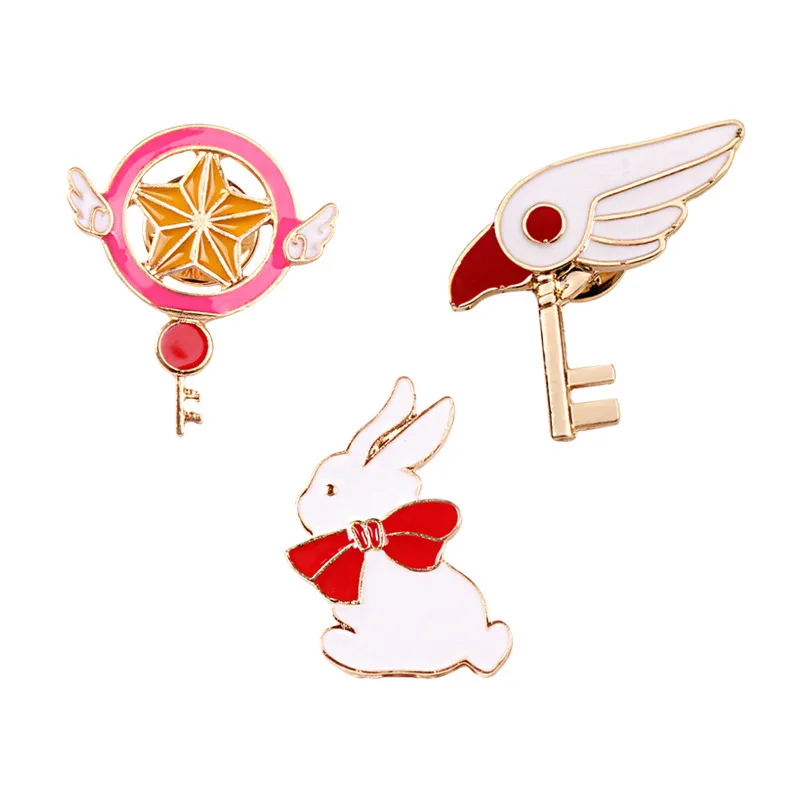 

Bird Head Rabbit Wing Star Stick Magic Wrist Key Bowknot Brooch Men And Women Hat Sweater Jacket Collar Badge Cartoon Jewelry
