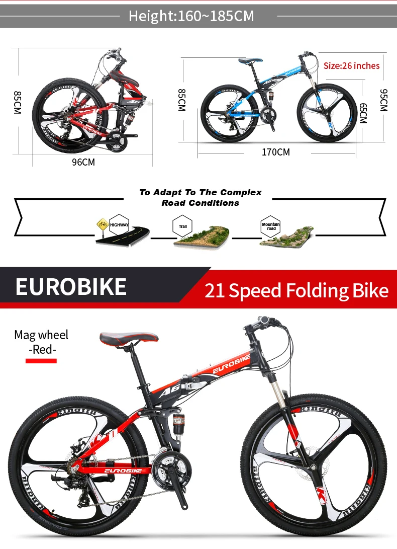 Discount EUROBIKE Folding Bike 26 Inches Aluminum Frame 21 Speed Gears Dual Suspension Mountain Bike 3 Discount EUROBIKE Folding Bike 26 Inches Aluminum Frame 21 Speed Gears Dual Suspension Mountain Bike 3