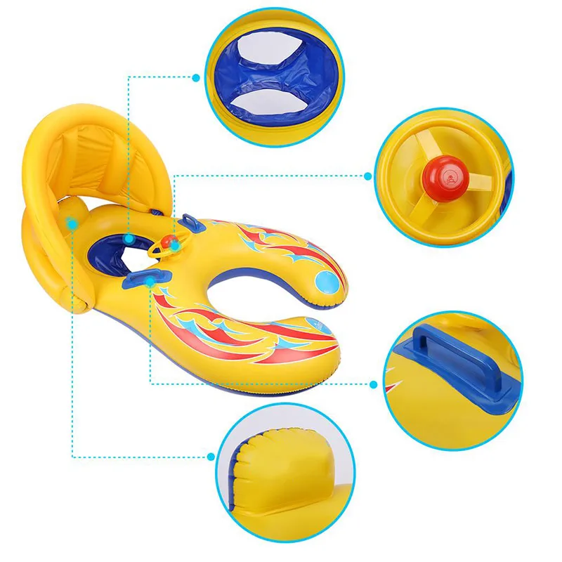 Детский надувной бассейн кольцо детский надувной матрас для мамы лето желтый плавательный бассейн поплавок лодка открытый пляжный бассейн
