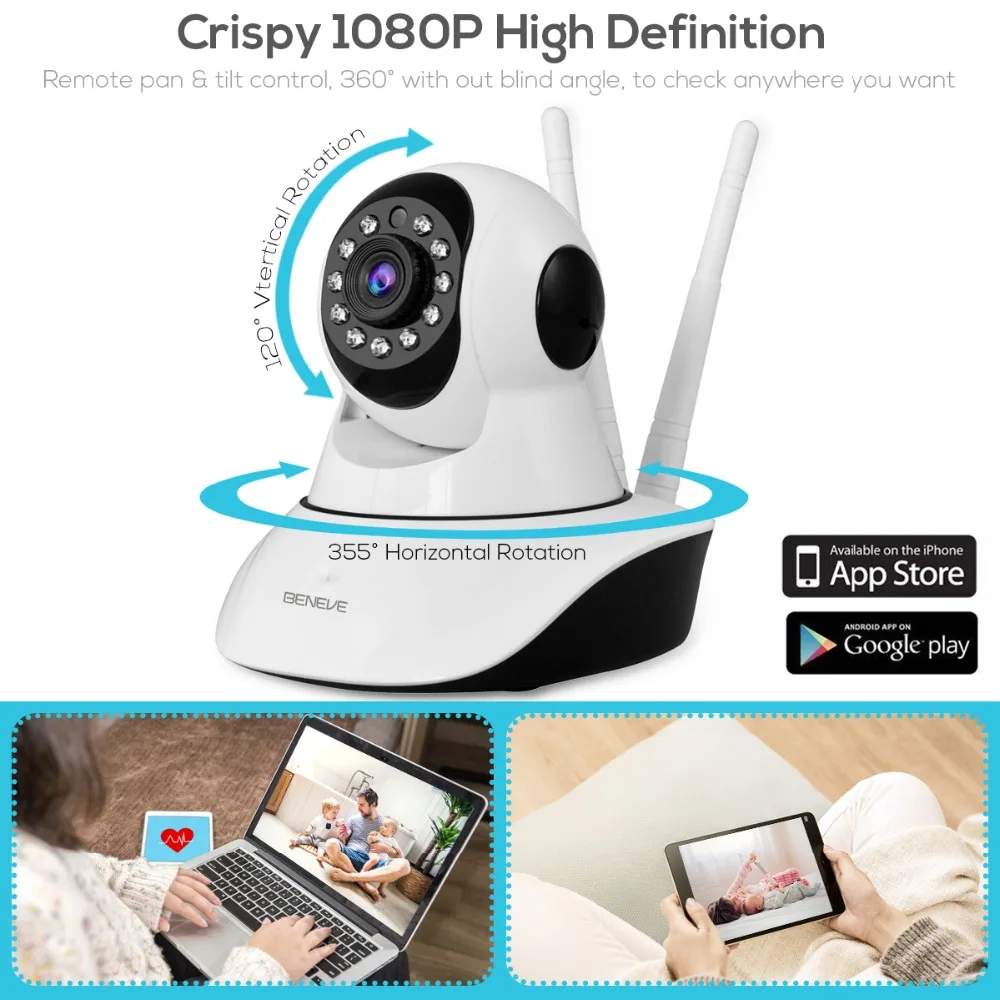  Home Security 1080P Del Ip di Wifi Della Macchina Fotografica Audio Record di Sorveglianza Macchina