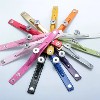 

10pcs high quality nice Leather Bracelet Fit Snap Buttons DIY Fashion Leather Metal Snap Button Jewelry 13colors