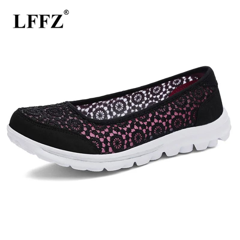 Lzzf Comfortable Flats Shoes Woman Flat Air Mesh Spring Summer Loafers
