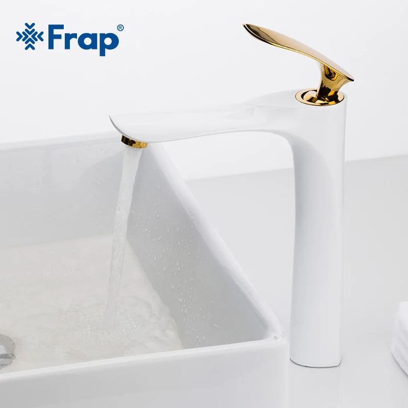 US $60.04 FRAP Newly Elegant Golden White Basin Faucets Bathroom Single Handle Hot And Cold Mixer Faucet Washbasin Tap Brass Crane Y10099