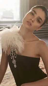 

High Quality Sexy One Shoulder Beading Feather Bandage Dress 2019 Knitted Elastic Bodycon Party Dress