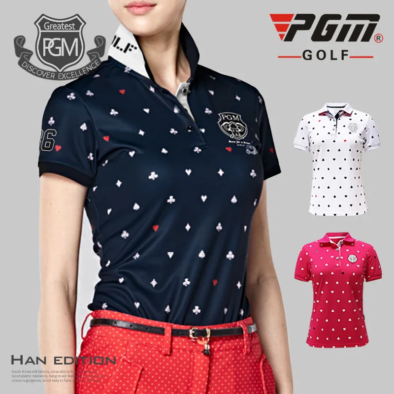 PGM Summer short sleeve Golf shirts Women Elasticity Breathable Quick