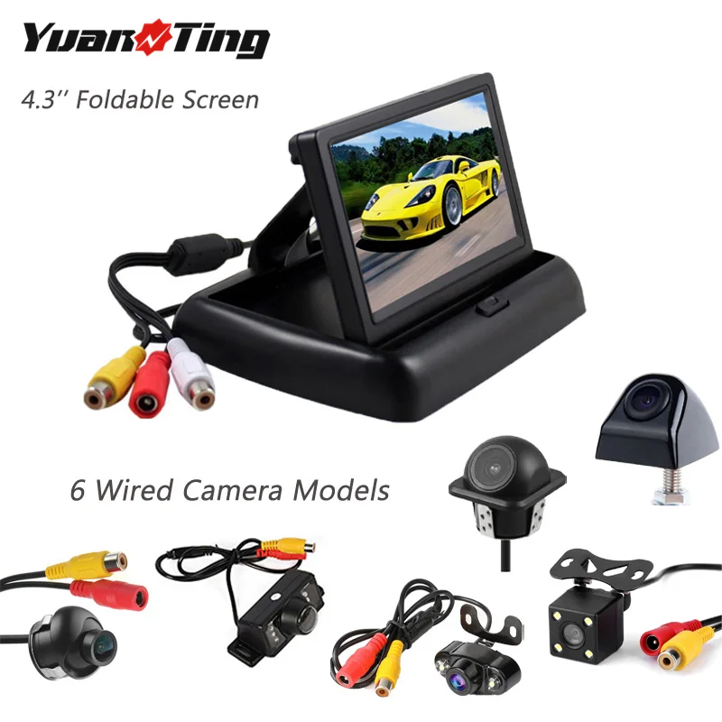 

YuanTing Car 4.3'' TFT LCD Reversing Monitor Rear View Backup Camera Waterproof Night Vision Parking Assistance Safe System Kit