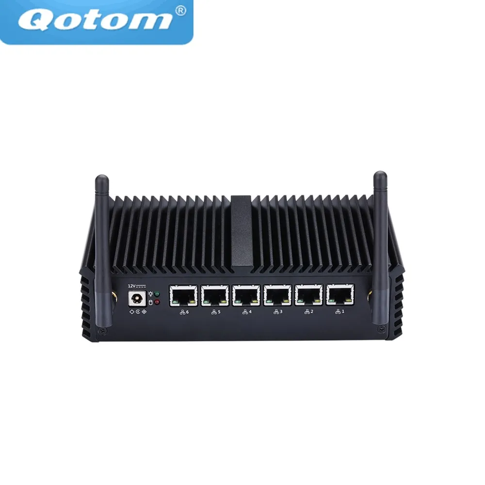 Бесплатная доставка QOTOM Q510G6 Q515G6 Промышленные ПК шлюз брандмауэр маршрутизатор для pfSense Celeron 3855U/3865U AES-NI, 6 Gigabit NIC