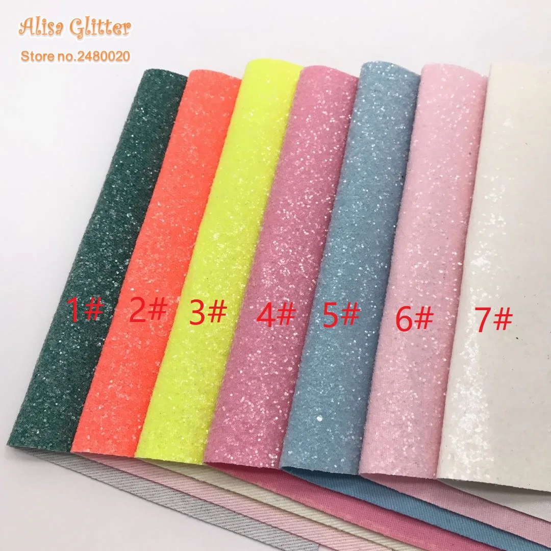 

1PCS A4 SIZE 21X29cm Alisa Glitter Fluo Chunky Glitter Leather for DIY D29