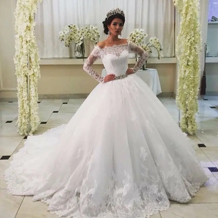 Off the shoulder puffy lace long sleeves bridal wedding dresses 2016 | Свадьбы и торжества
