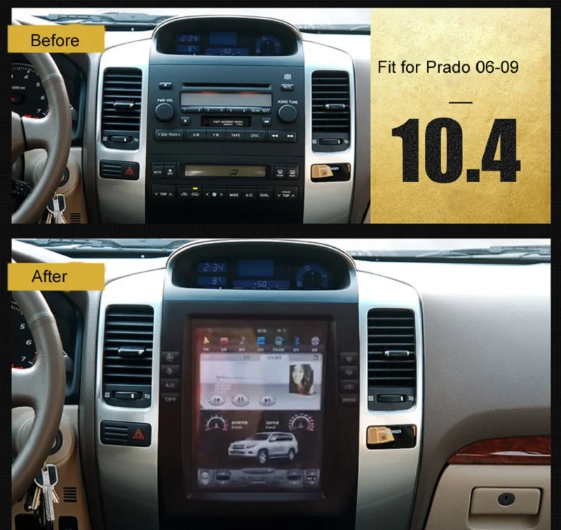 

Otojeta Vertical 10.4" Quad Core Android 6.0 2gb ram Car DVD GPS NAVI For Toyota PRADO lc120 2006-09 Multimedia stereo headunit