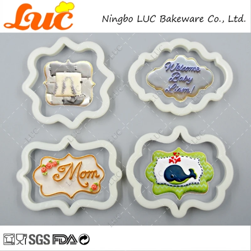 LUC Quality products 4 pcs Plastic Plague Frame Cookie Cutter Set Cookie Tools