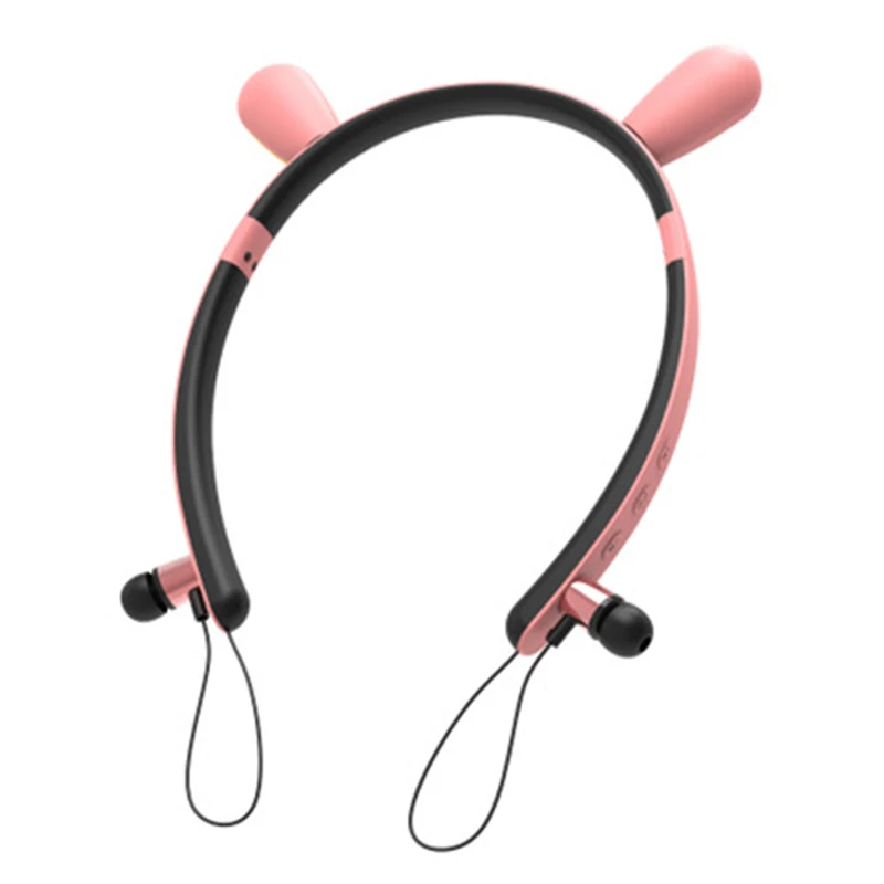 Bluetooth наушники милый кот Косплей беспроводные наушники стерео наушники магнитные Bluetooth гарнитура с микрофоном для телефона подарки для девочек - Цвет: Pink