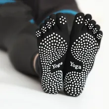 Для Женщин Йога Носки противоскользящие носки с пальцами, с низким вырезом на спине хлопок силиконовые Нескользящие 5 носок Зимние женские Носки балет тренажерный зал, забота о ногах, Носки