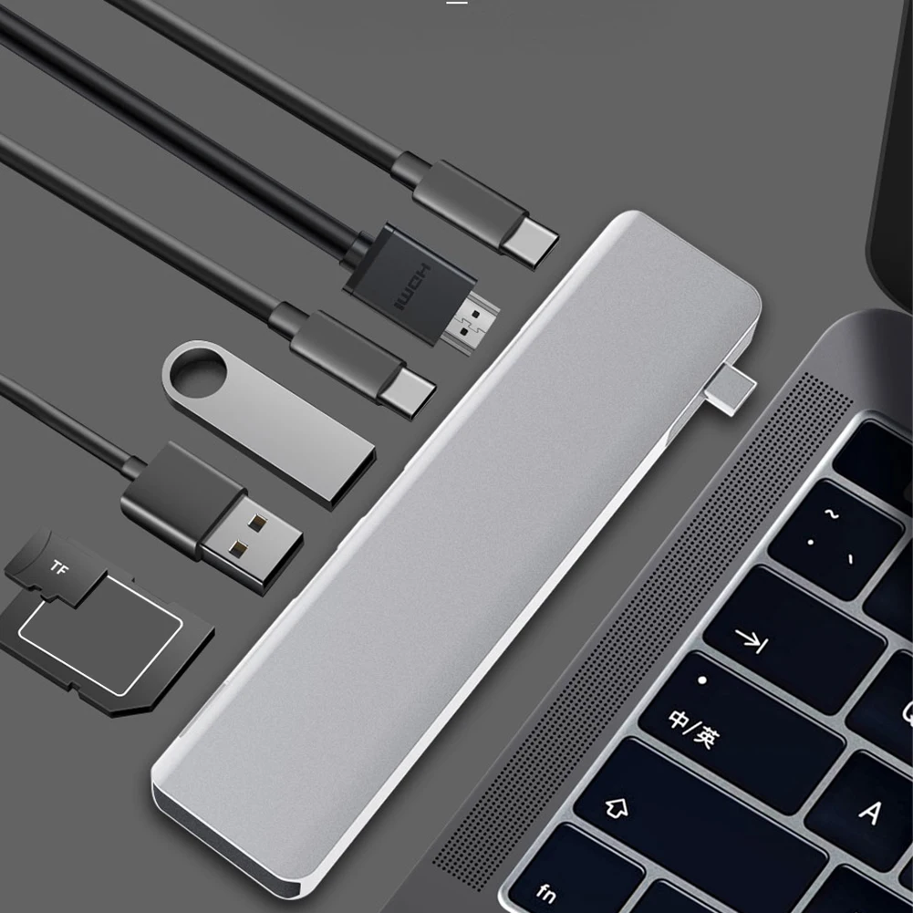 5 В-2 USB C концентратора двойной Тип C Мульти USB 3,0 HDMI адаптер с SD/устройство для считывания с tf-карт USB-C 3,0 разветвитель Порты и разъёмы USB-C концентратор для MacBook