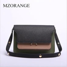 MZORANGE Saco Órgão Com Painéis Flap da Mulher do Couro Genuíno Bolsa de Moda Cores Misturadas Design For Lady Crossbody Sacos de Ombro