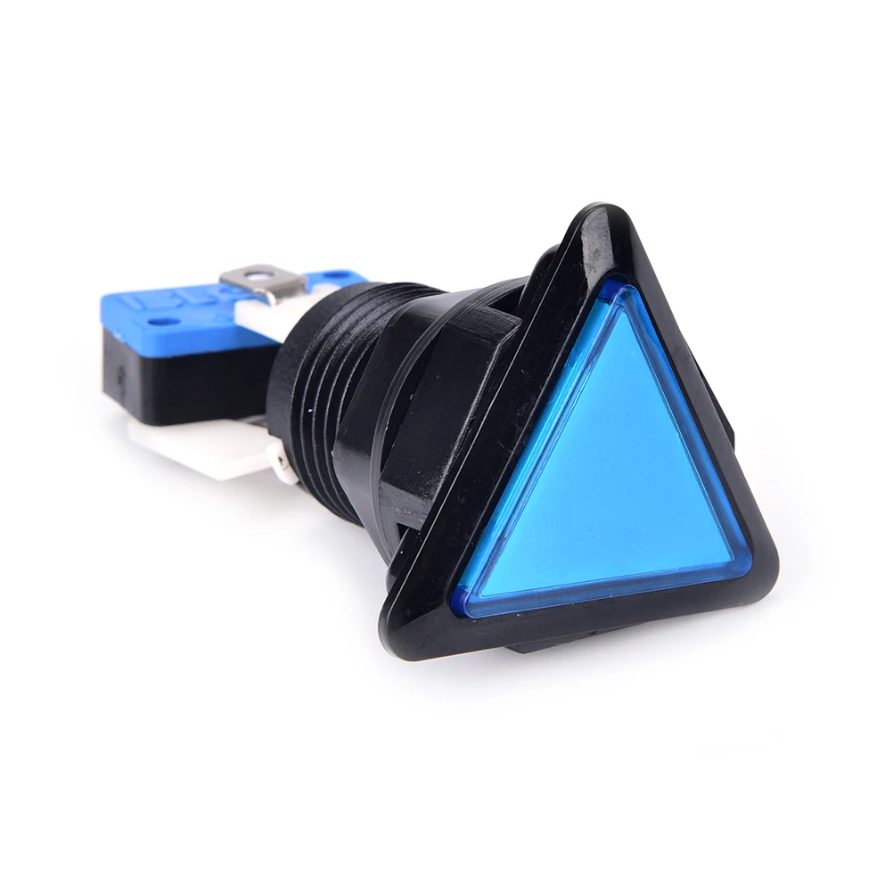 Горячая 1 шт. 12 в треугольник светодиодный кнопка для игровых автоматов черный круг с подсветкой с микропереключателем 5 цветов - Цвет: Синий