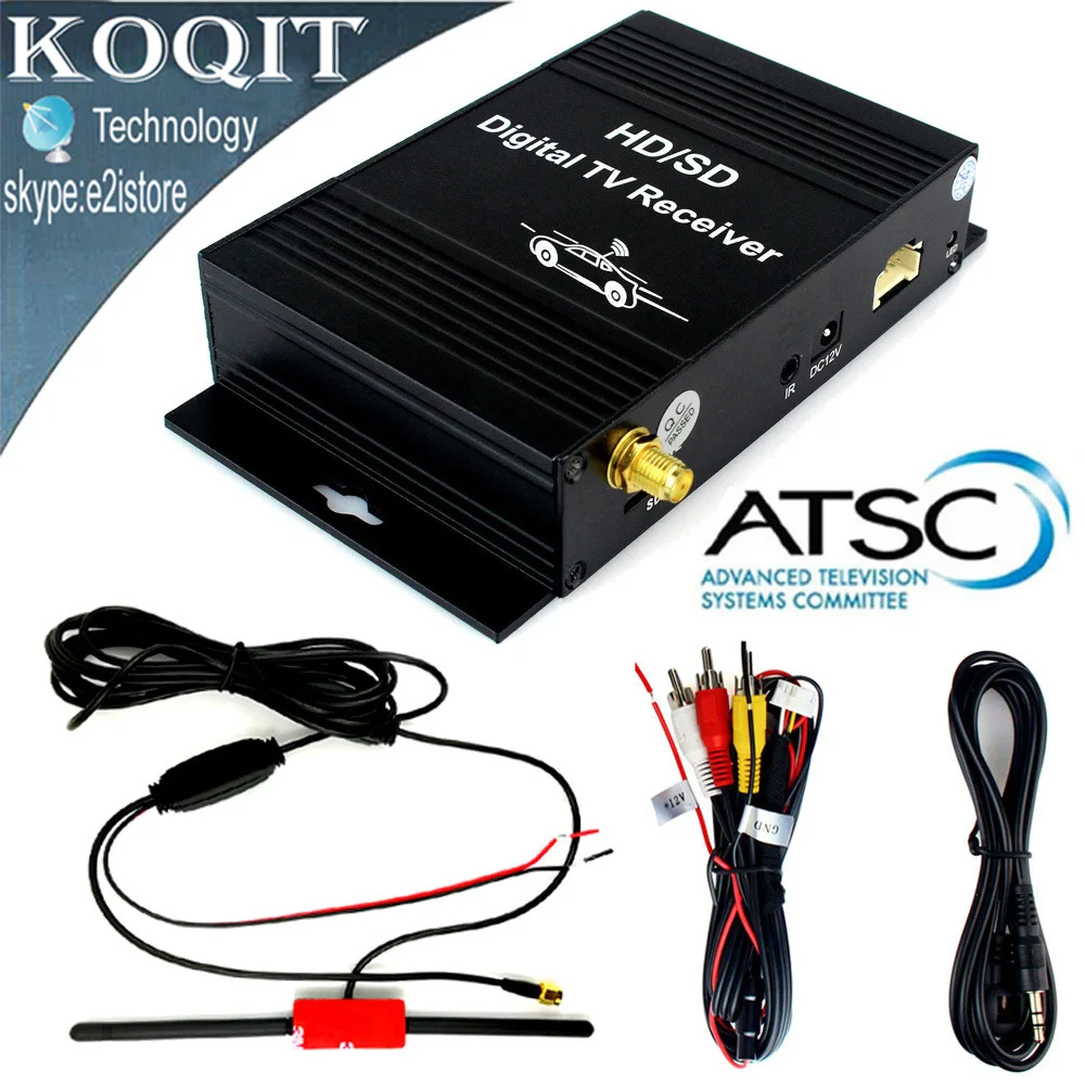 

United States HD/SD ATSC Digital Terrestrial Channel Car TV Tuner Receiver 4 Video Out Free View + Car Active Amplifier Antenna