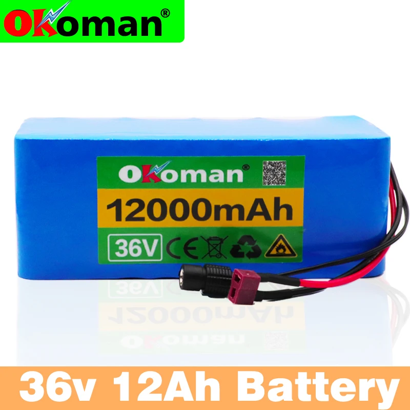 

Okoman 36V 10S4P 12Ah 500W high power battery 42V 12000mAh 18650 lithium battery pack Ebike electric bicycle bicycle with BMS