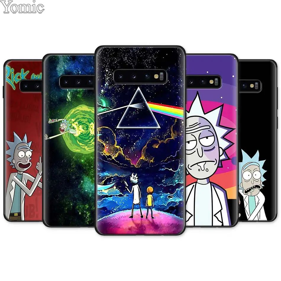 

Rick and Morty Black Silicone Case for Samsung Galaxy S10 S10e S8 S9 Plus S7 A40 A50 A70 Note 8 9 Case Cover