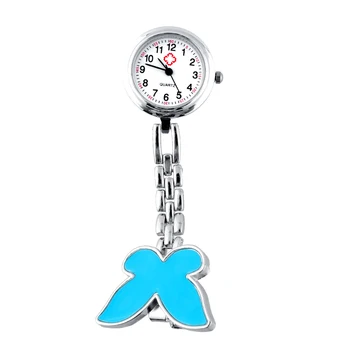 

Zinc Alloy Butterfly Nurse Watch Brooch Pendant Fashion Quartz Pocket Watch Blue/White