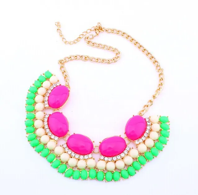 2014 New Fashion link Chain Choker Vintage Rhinestone Bib Statement Necklaces &amp Pendants Women Jewelry X151 | Украшения и