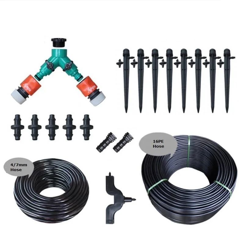 10M 4/7"+10M 16PE Hose 360 Degree Adjustable Stream Spike Bubbler