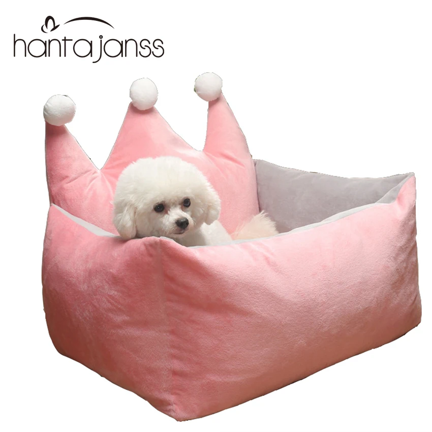 Pet Beds For Small Medium Dogs Cute Crown Shape Cat Bed Removable and Washable Dog Nest Resistance To Bite Warm Winter Teddy Bed