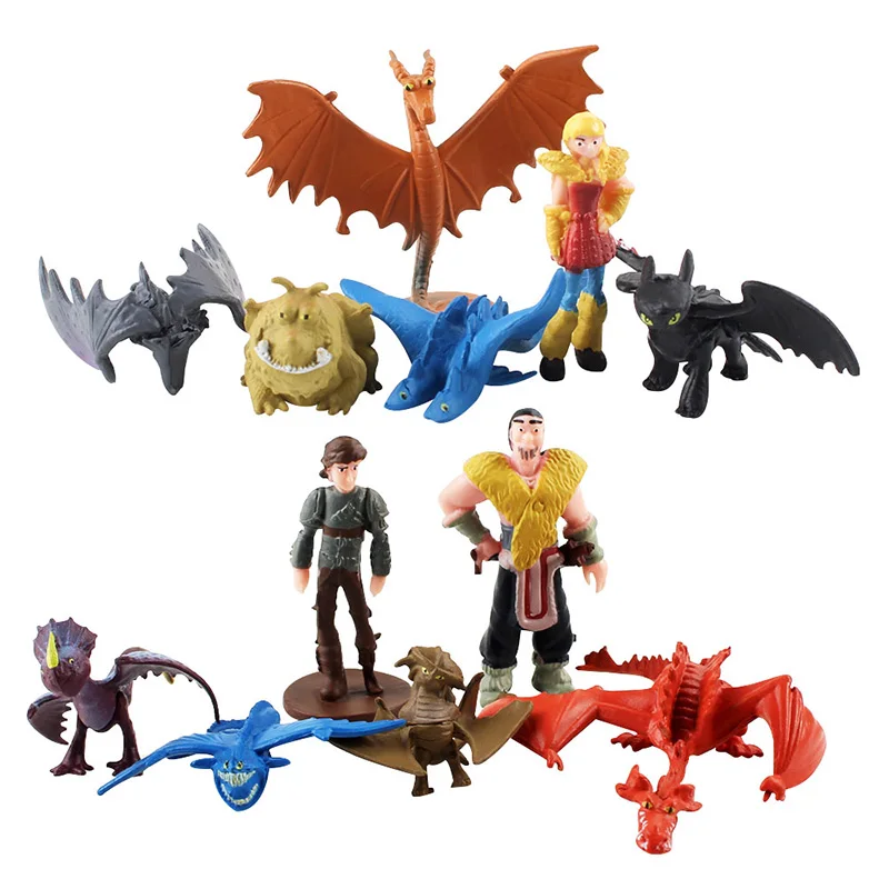 

12pcs/set 4-7cm How to Train Your Dragon 3 Figures Toys the Hidden World Toothless Night Fury Light Fury Hiccup Model Dolls