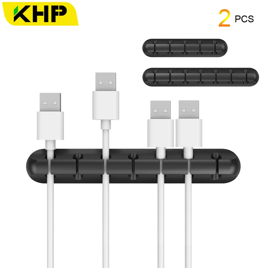 

KHP Silicone Cable Organizer USB Cable Management Clips Cable Holder Protector For Mouse Headphone Earphone Desktop Cable Winder