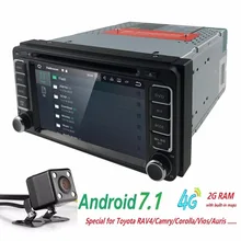 2DIN SWC DVR Android 7.1 4 core 2 г Оперативная память dvd-плеер автомобиля для Toyota Hilux Vios старый Camry Прадо RAV4 Prado 2003-2008 4 г сети LTE