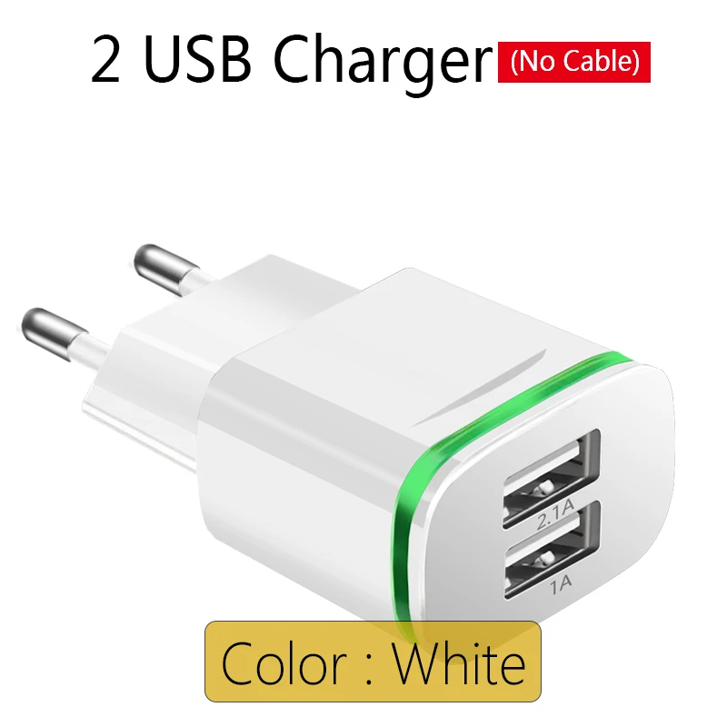 4 порта USB зарядное устройство для iPhone samsung huawei мобильный телефон Универсальный Путешествия Быстрая зарядка светодиодный светильник настенный адаптер ЕС Plug - Тип штекера: 2 USB Charger White