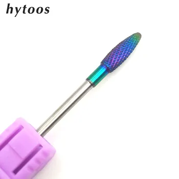 

HYTOOS Rainbow Tungsten Carbide Flame Nail Drill Bit 3/32" Rotary Burr Milling Cutter Metal Bits For Manicure Drill Accessories