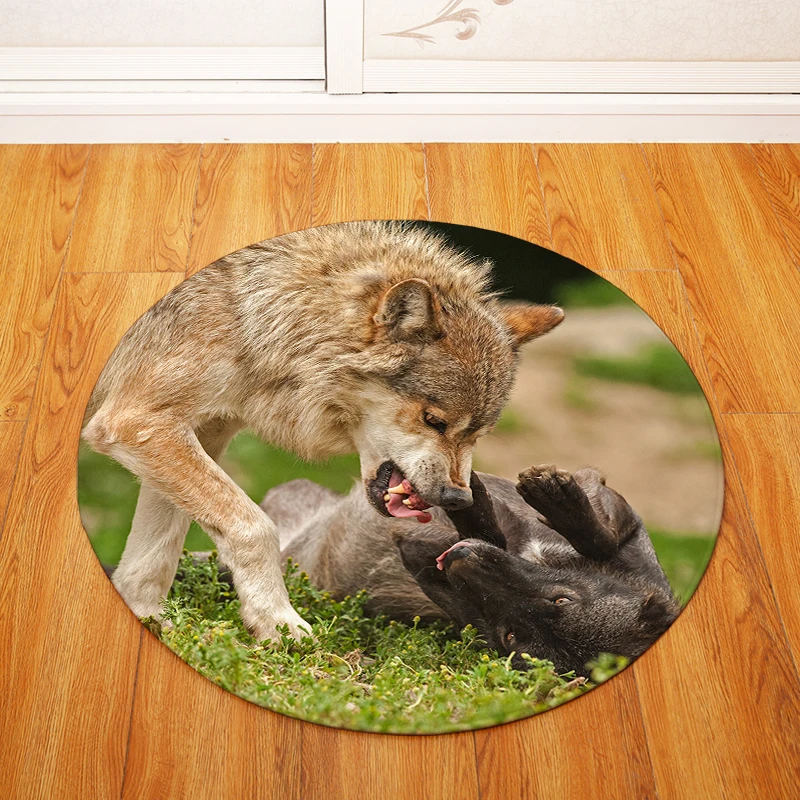 Волк круглый Tapete для гостиной спальни домашний декоративный ковер Детский мягкий игровой коврик