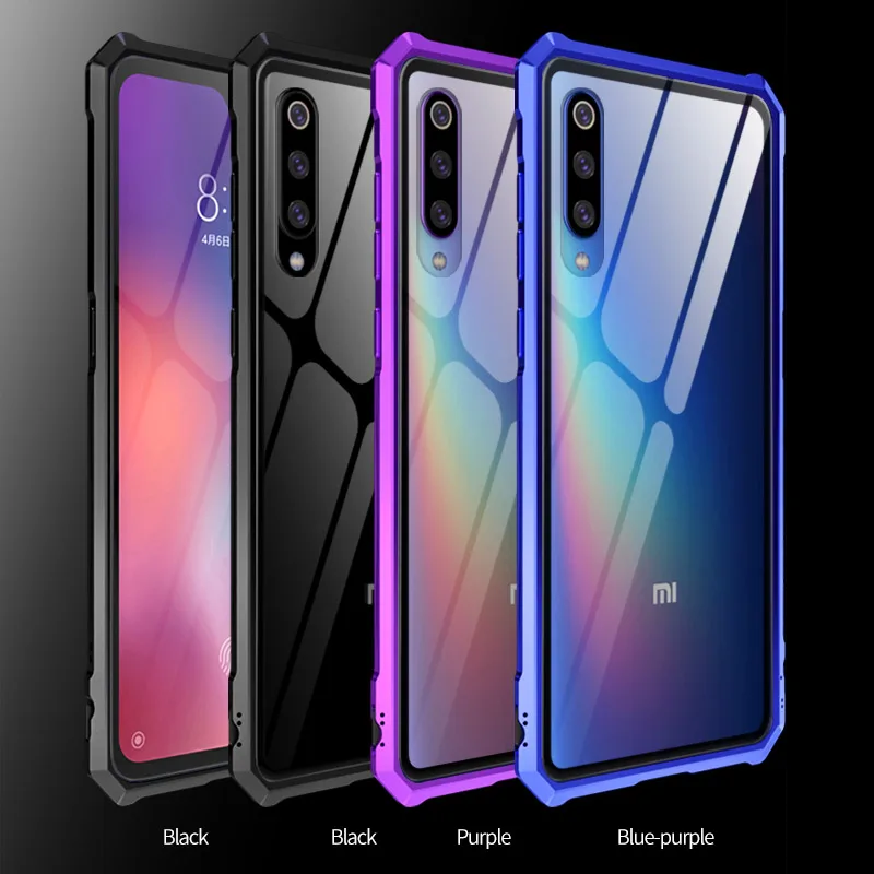 

For Xiaomi Mi 9 Case Mi9 Bumper Metal Aluminum Frame Cover with Tempered Glass Back Cover Case for Xiaomi 9 glass case