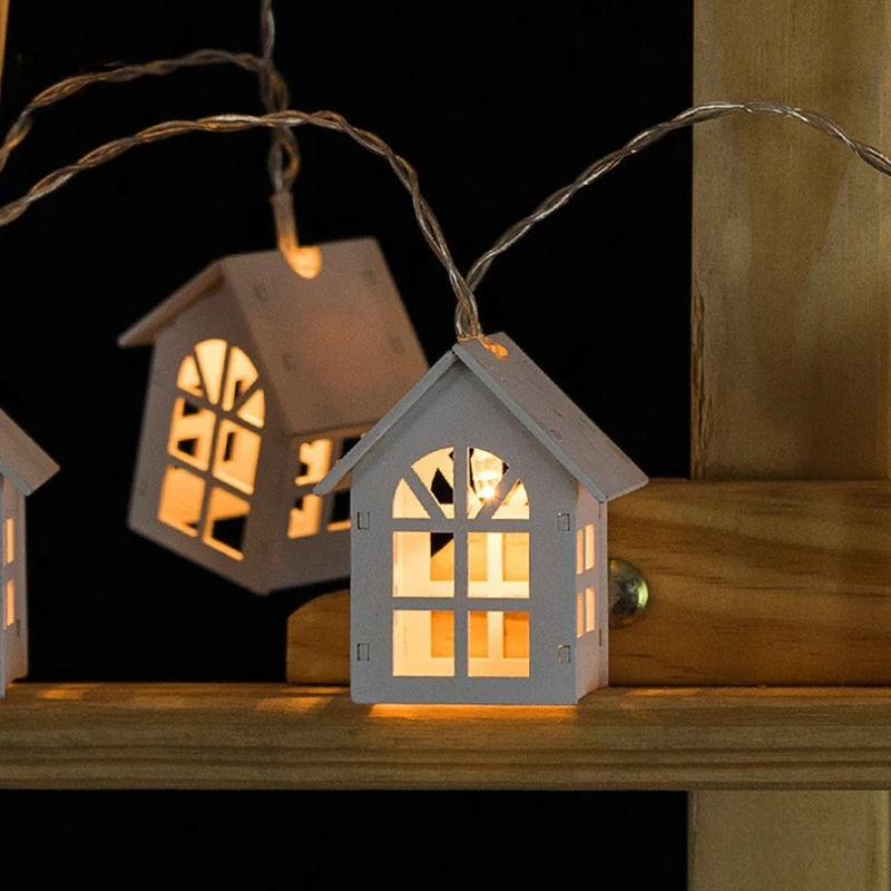 20 светодиодный светильник в форме деревянного дома, Рождественский светильник, Свадебный декор, светодиодный светильник, Рождественский светодиодный светильник, вечерние гирлянды